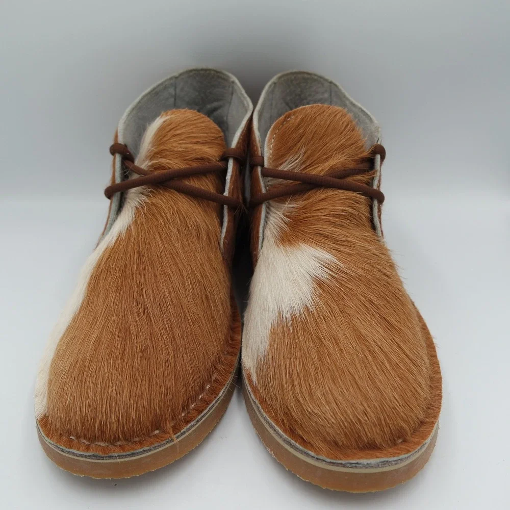 UWEZO Mens Ginger Hair-On Cowhide Veldskoene Chukka Boots South African 11.5
